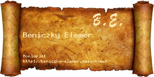 Beniczky Elemér névjegykártya